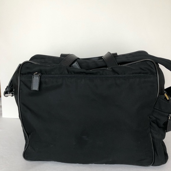 Prada carryall tote Convertible Crossbody Black Nylon Leather trim Travel bag - Picture 2 of 16